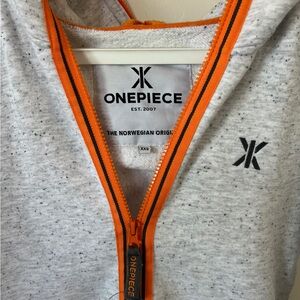 Onepiece Gray Hoodie with Orange Accents